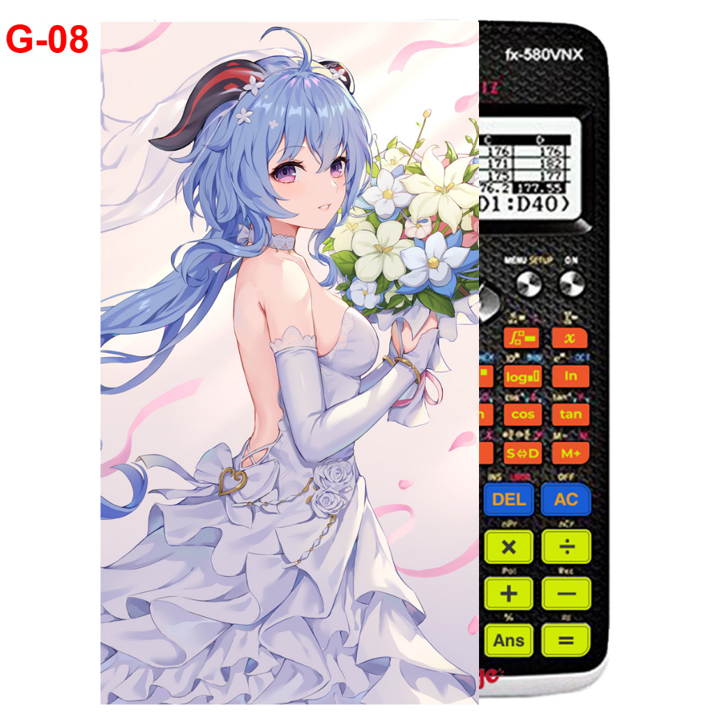 Decal - hình dán Máy tính CASIO fx570, fx580, ...nhân vật Ganyu- Gemshin Impact