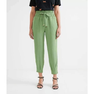 Quần Jogger nữ màu xanh nơ chun eo