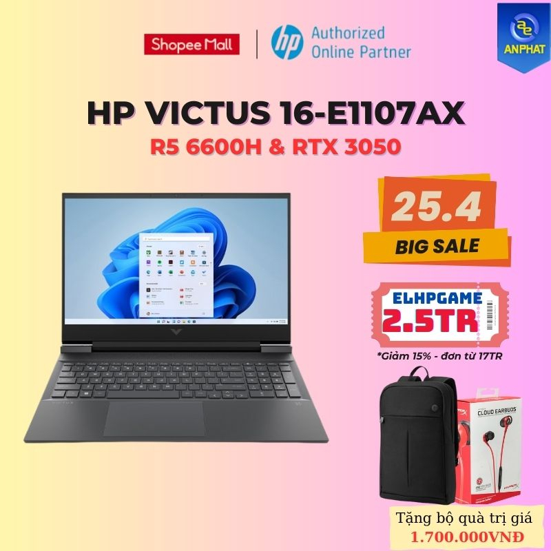 Laptop HP VICTUS 16-e1107AX (Ryzen 5 6600H, RTX 3050 4GB)