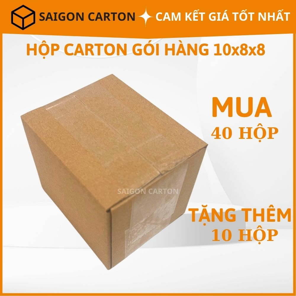 50 Thùng giấy carton đóng gói hàng online ship COD size 10x8x8 cm, sản xuất bởi SÀI GÒN CARTON