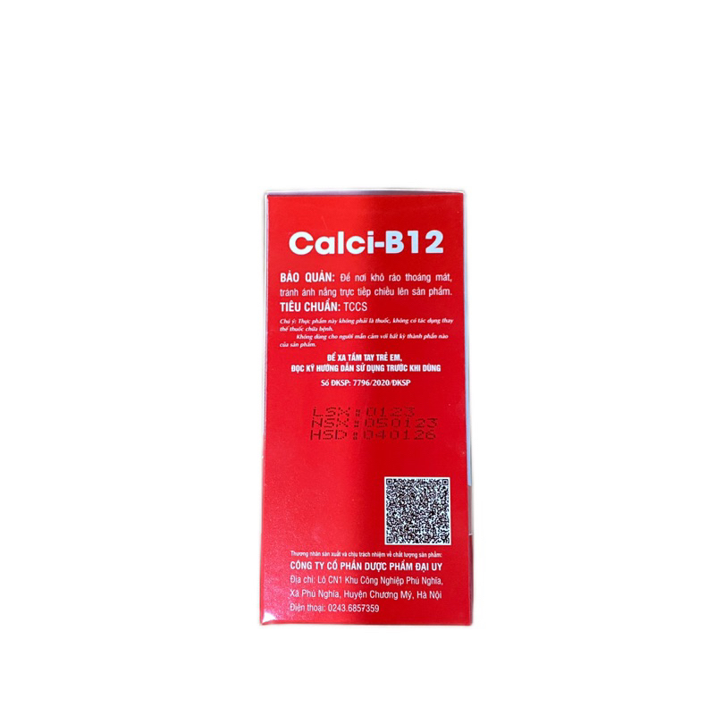 Calci B12 hộp 20 ống 10ml - Bổ sung vitamin - Cải thiện tình trạng thiếu calci