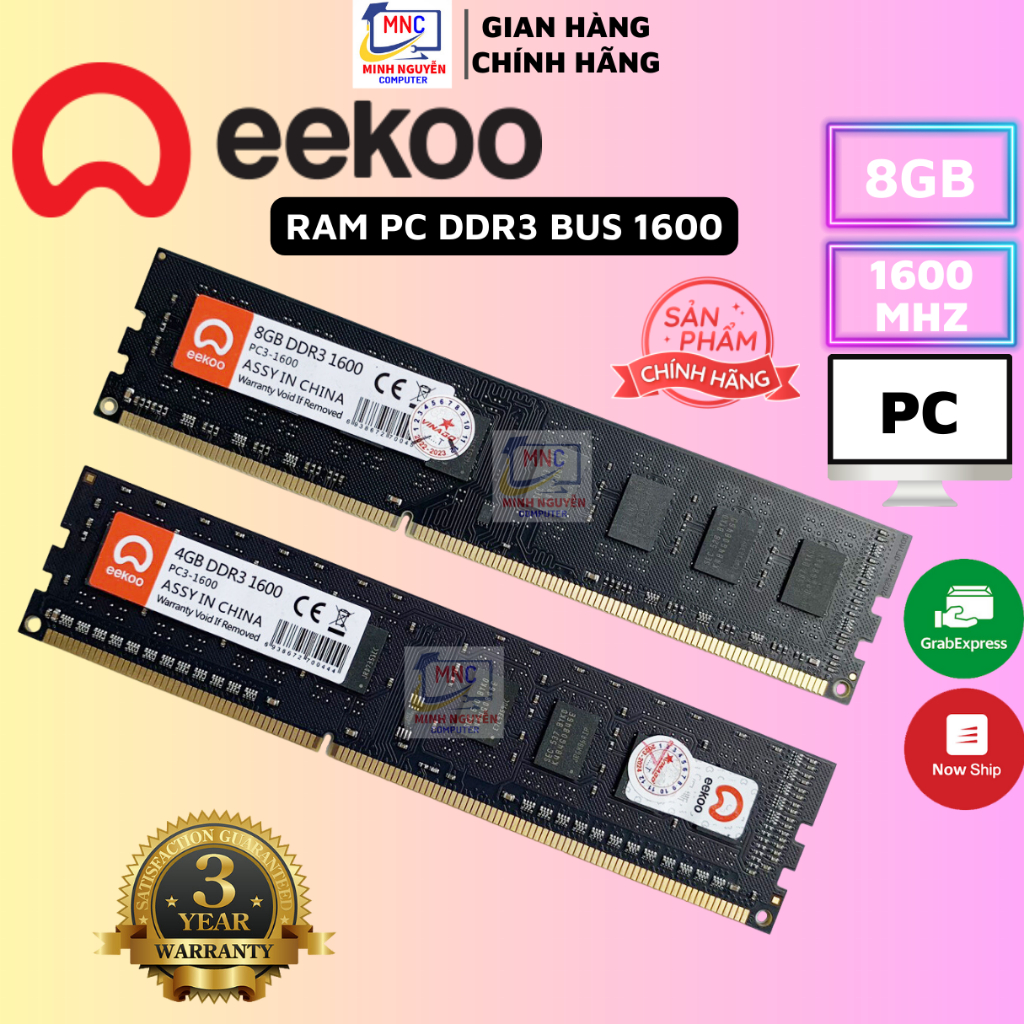 Ram DDR3 8GB/4GB Bus 1600MHz EEKOO dùng cho máy tính Desktop PC, Chính hãng - Bảo hành 3 năm | BigBuy360 - bigbuy360.vn