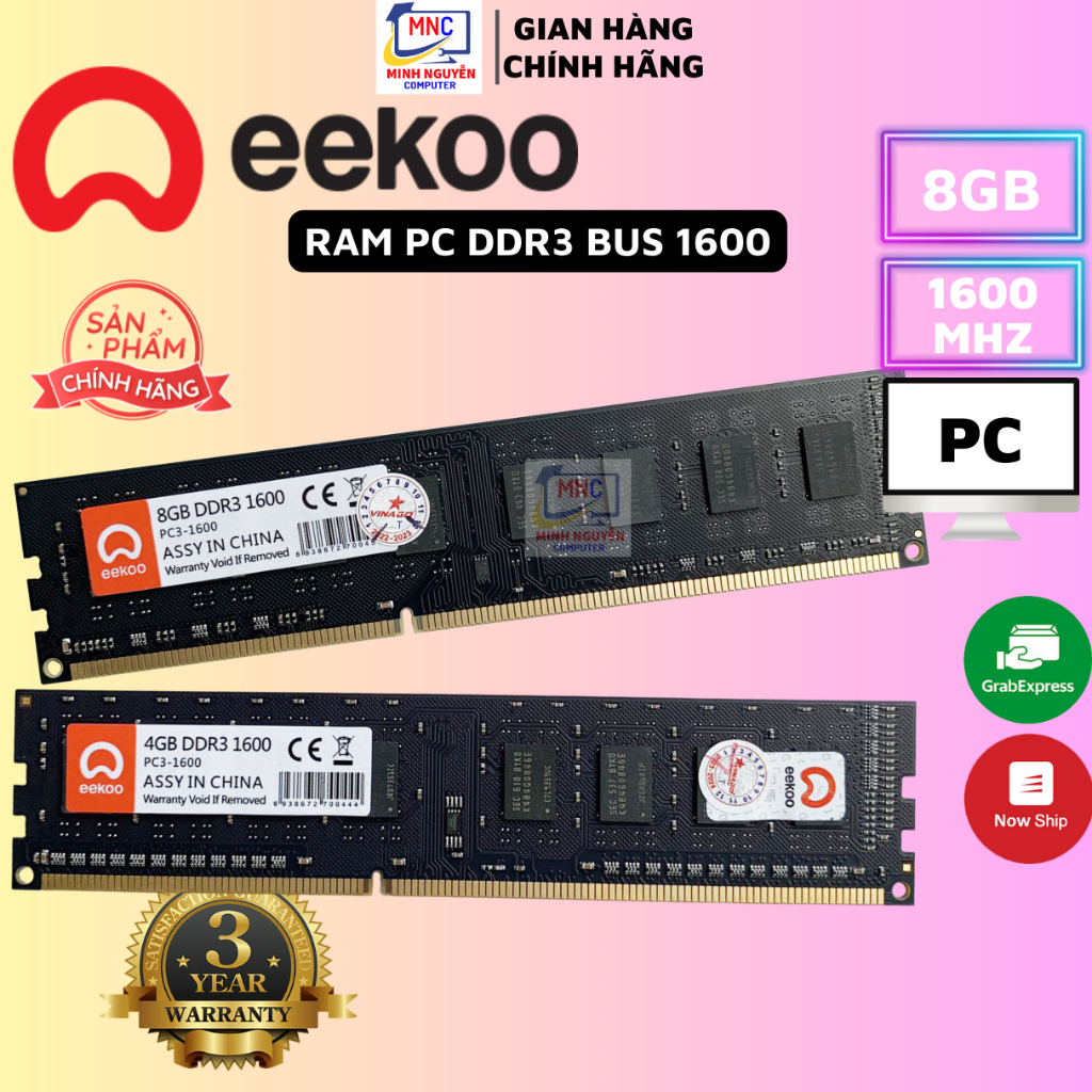 Ram DDR3 8GB/4GB Bus 1600MHz EEKOO dùng cho máy tính Desktop PC, Chính hãng - Bảo hành 3 năm | BigBuy360 - bigbuy360.vn