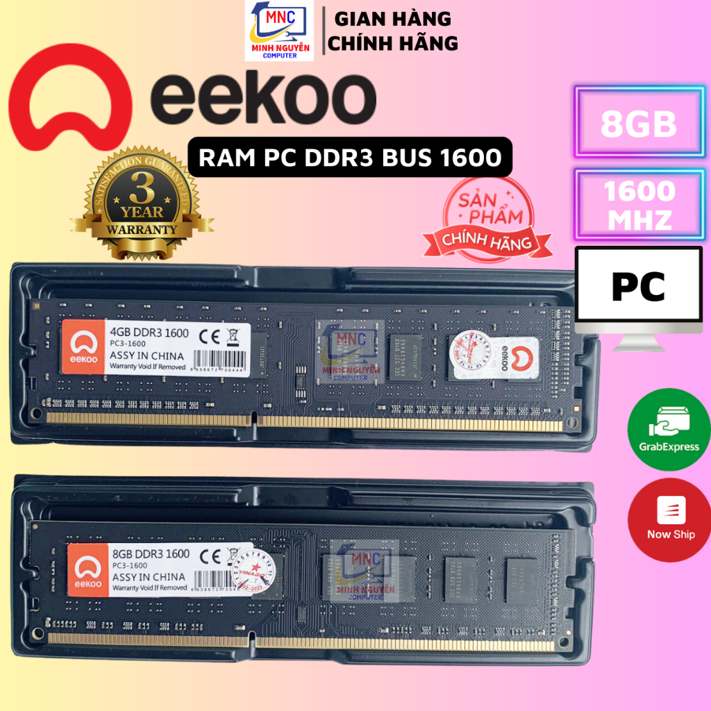 Ram DDR3 8GB/4GB Bus 1600MHz EEKOO dùng cho máy tính Desktop PC, Chính hãng - Bảo hành 3 năm | BigBuy360 - bigbuy360.vn