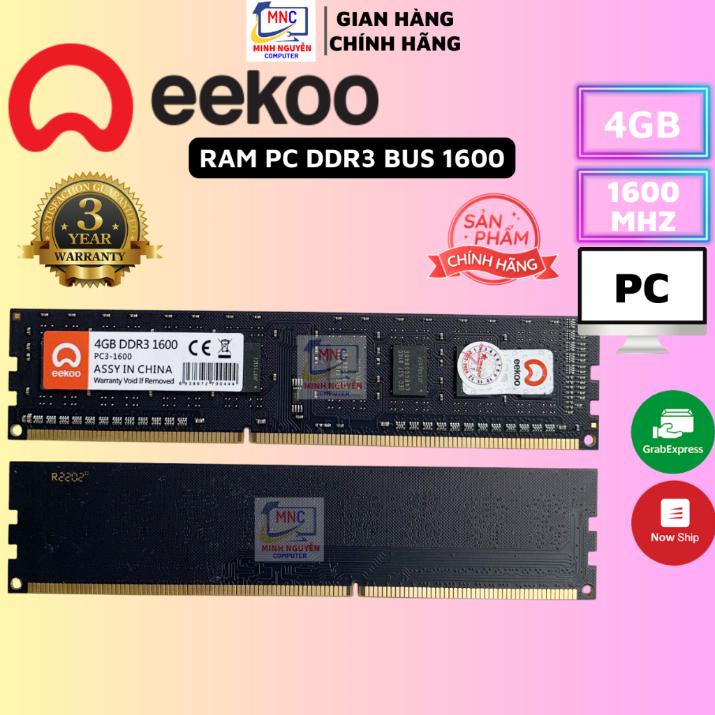 Ram DDR3 8GB/4GB Bus 1600MHz EEKOO dùng cho máy tính Desktop PC, Chính hãng - Bảo hành 3 năm | BigBuy360 - bigbuy360.vn