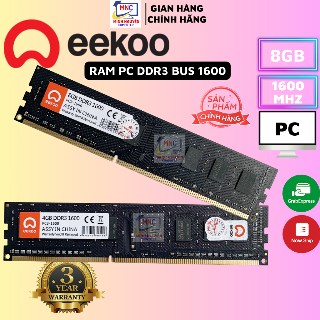 Ram DDR3 8GB/4GB Bus 1600MHz EEKOO dùng cho máy tính Desktop PC, Chính hãng - Bảo hành 3 năm | BigBuy360 - bigbuy360.vn