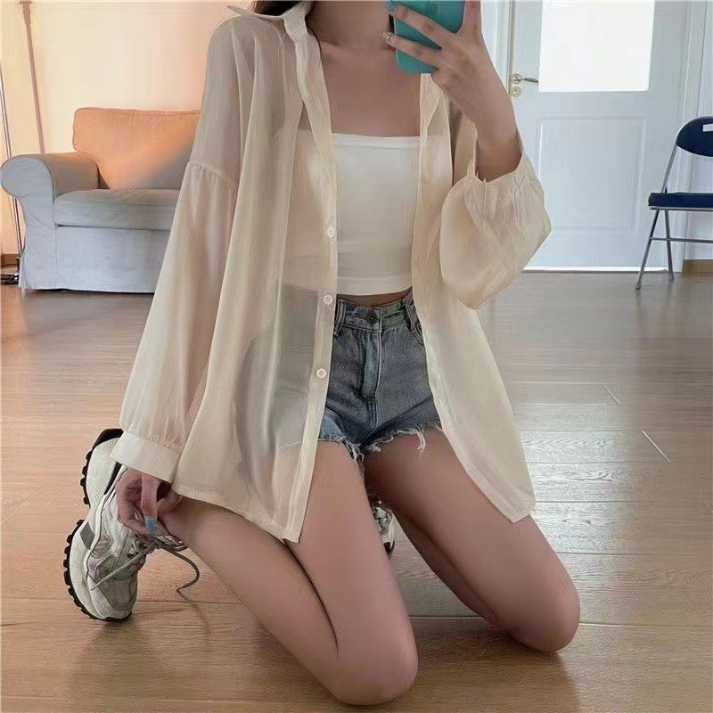 [Mã TOPS06 giảm đến 10k đơn 99k] Áo sơ mi nữ dài tay voan mỏng khoác ngoài đi biển oversize nhiều màu | BigBuy360 - bigbuy360.vn