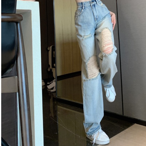 Quần jean ống rộng nữ cạp cao rách ống, quần bò jean nữ ống rộng rách phong cách Hàn QUốc unisex ullzzang chất đẹp 2023