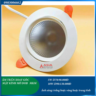 Đèn led âm trần xoay góc mặt kính mờ dob asia 5w,10w