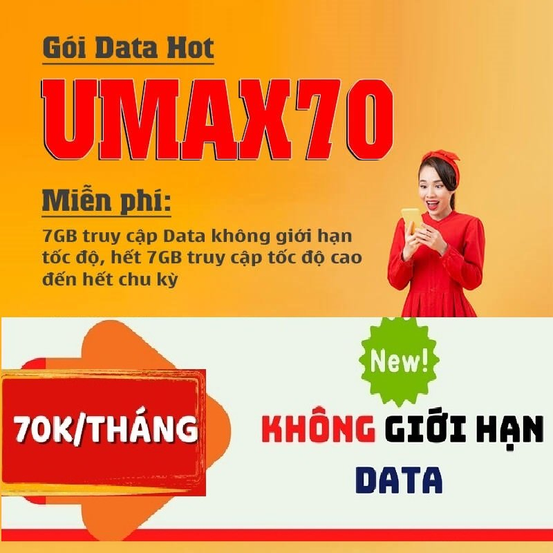 Sim viettel 3g 4g umax70 sử dụng toàn quốc ưu đãi khủng từ gói mới ra kết nối đam mê sẻ chia tốc độ chỉ với 70k