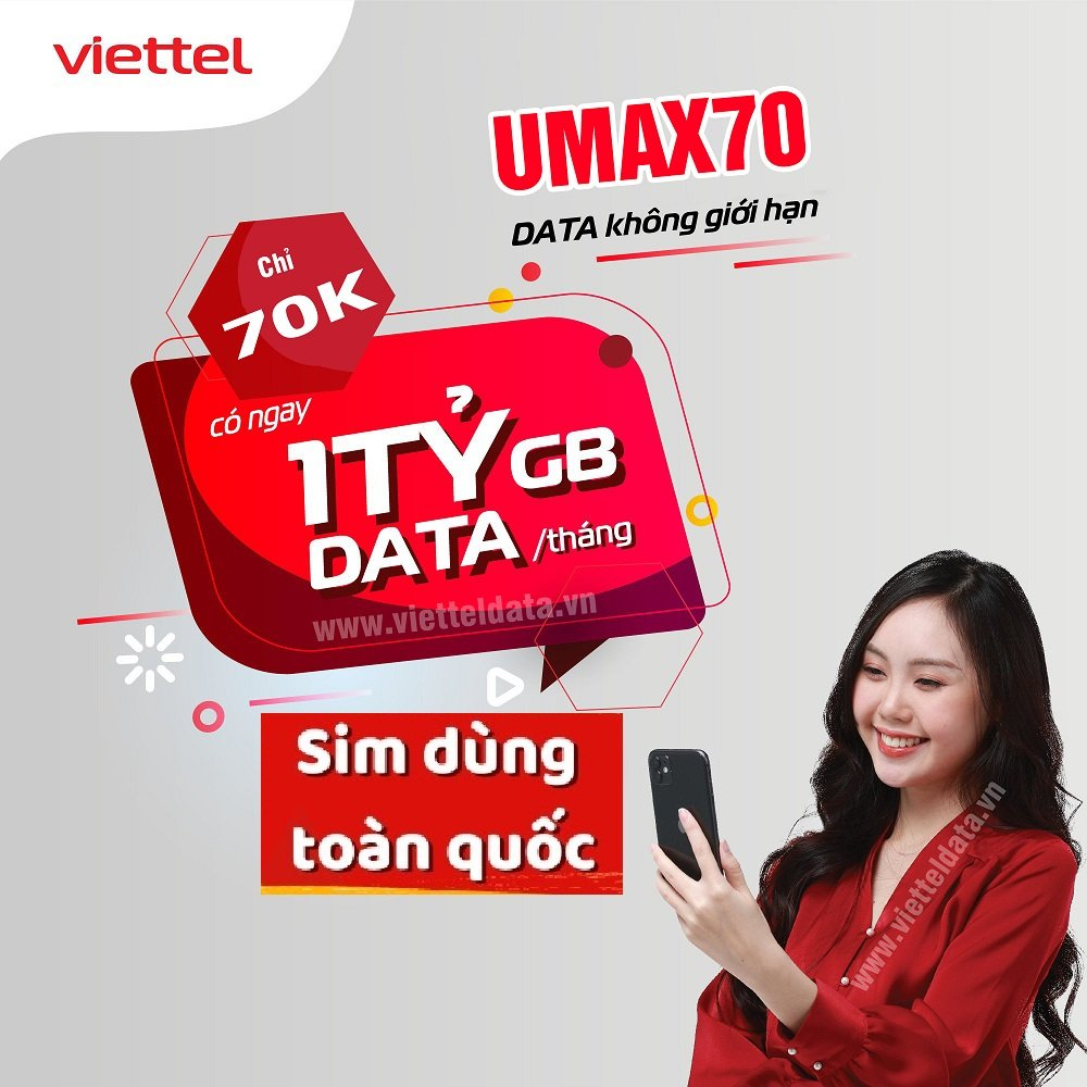 SIM 4G UMAX70 MAX BĂNG THÔNG-KHÔNG GIỚI HẠN - UMAX70 SIM 3G 4G GÓI CƯỚC MỚI