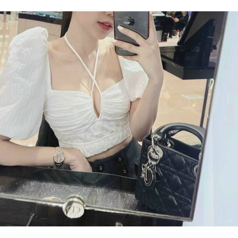 CR318 Áo croptop tay ngắn trễ vai khoét ngực chất xô QC I.LCLOTHING