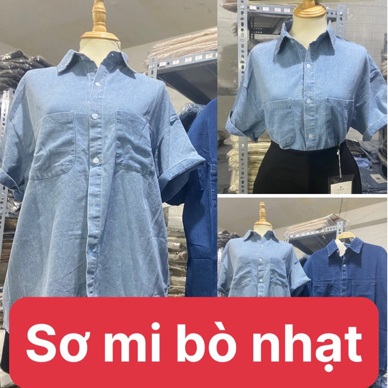 [Mã TOPS06 giảm đến 10k đơn 99k] Áo sơ mi bò cộc tay form rộng, áo khoác jean chất đẹp MSP: LACO34 | BigBuy360 - bigbuy360.vn