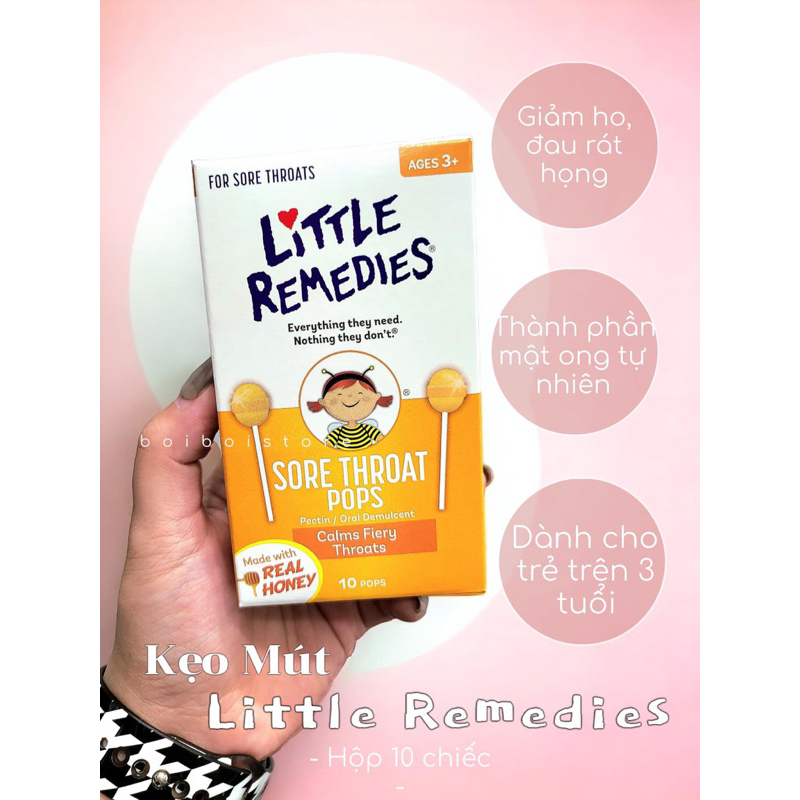 Kẹo mút ngậm ho Little Remedies Sore Throat Pops