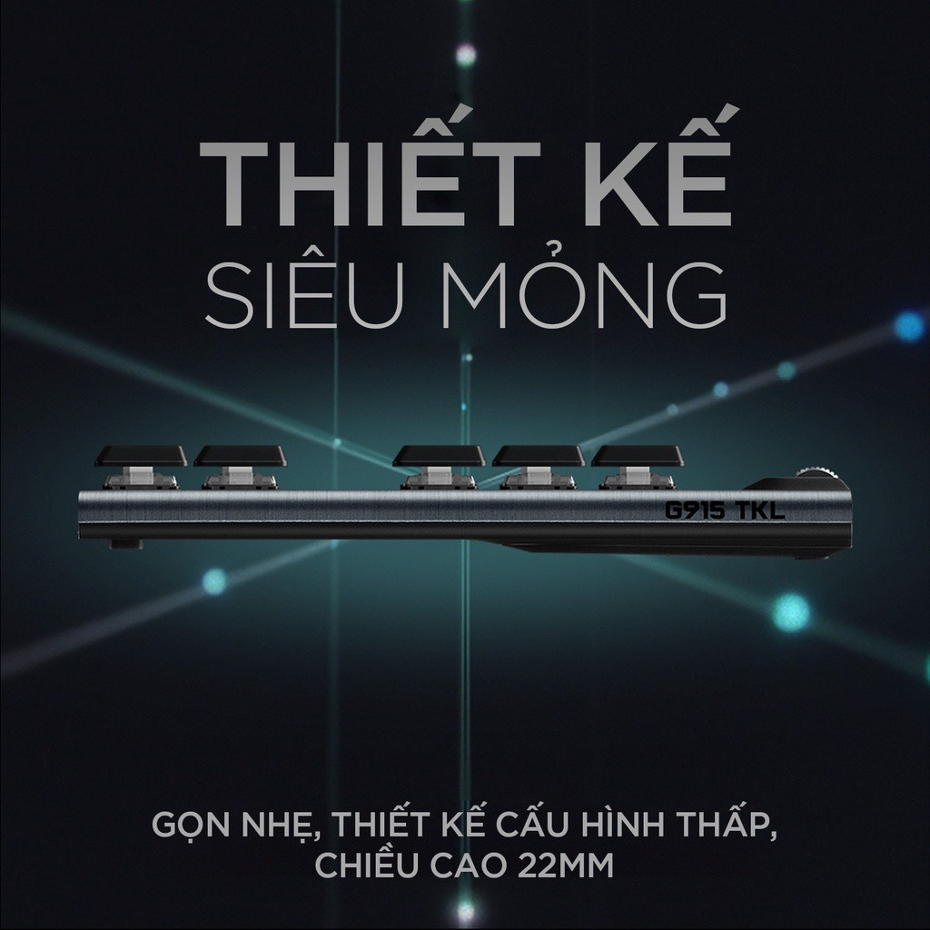 Bàn phím cơ gaming không dây Logitech G913 TKL - Không phím số, Bluetooth/USB, RGB