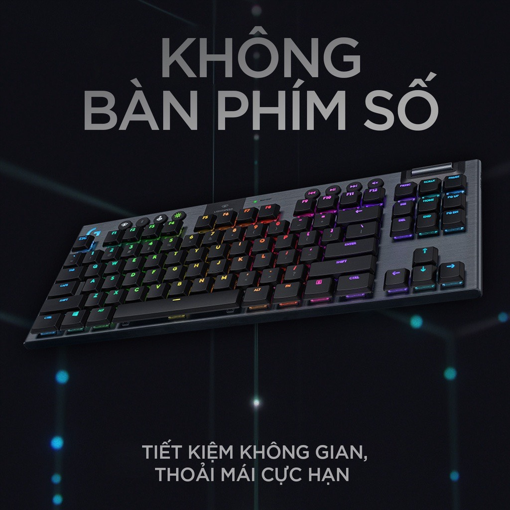 Bàn phím cơ gaming không dây Logitech G913 TKL - Không phím số, Bluetooth/USB, RGB