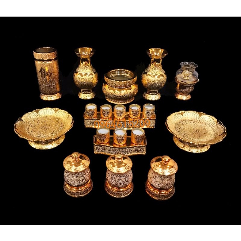 Đĩa cúng kim sa nhũ vàng nhiều kích thước hàng chuẩn vip cao cấp