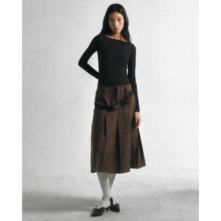 Áo knit basic và chân váy choco summer 23 oos