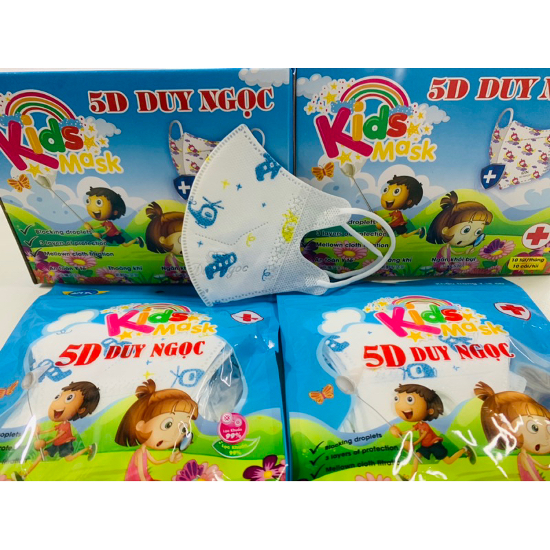 Khẩu Trang 5D Mask Kid Duy Ngọc Trẻ Em Cho Bé Kháng Khuẩn, Họa Tiết, Bền Đẹp  - Duy Ngọc Official