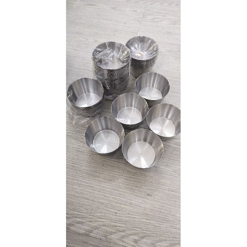 Combo 10 chén inox làm bánh flan có nắp - chén inox 304