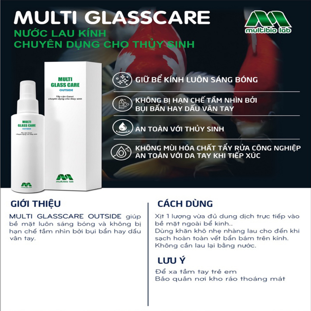 MULTI GLASS CARE IN/OUT | Dung Dịch Tẩy Cặn Canxi, Nước Lau Kính| Chuyên Dụng Cho Bể Thủy Sinh Cá Cảnh