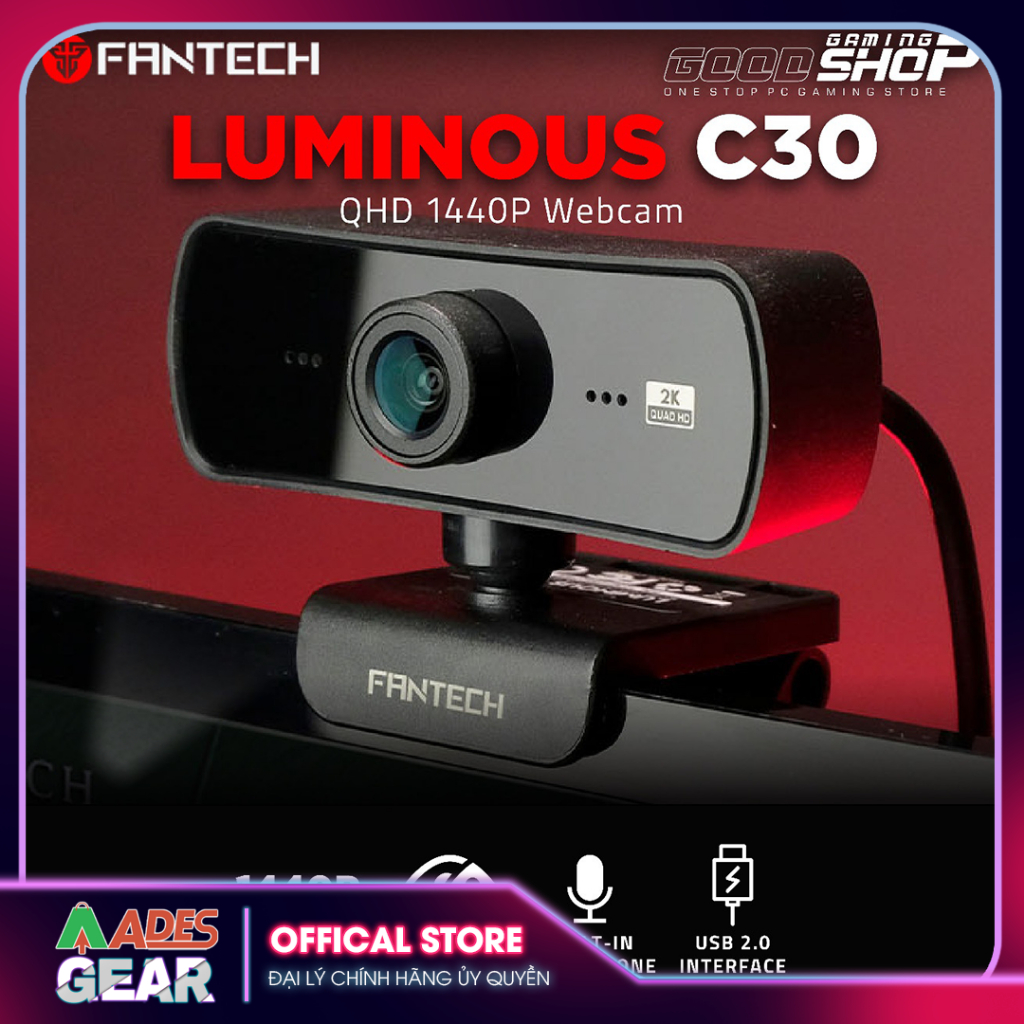 ✔️ Webcam Livestream Học Tập và Làm Việc Online Chuyên Nghiệp FANTECH C30 ✔️ Camera 4MP ✔️ BH 12 THÁNG