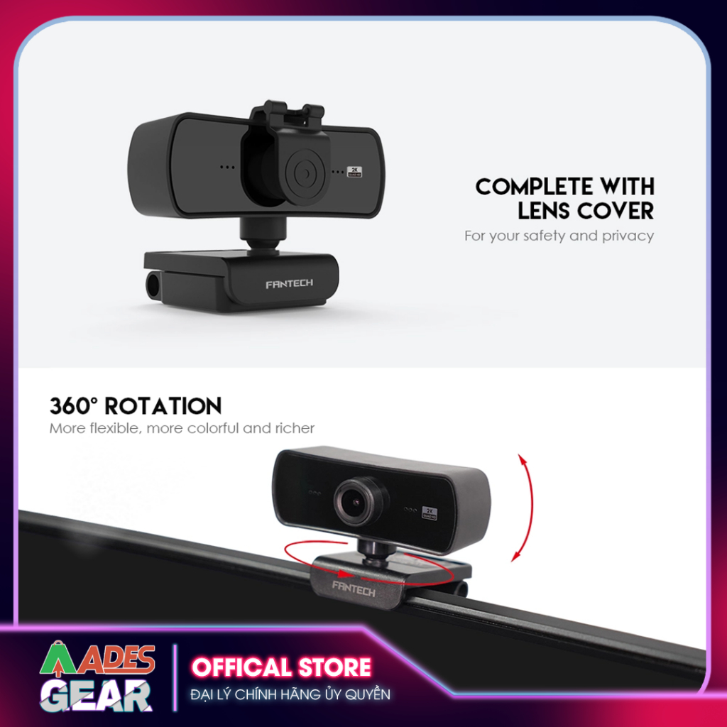 ✔️ Webcam Livestream Học Tập và Làm Việc Online Chuyên Nghiệp FANTECH C30 ✔️ Camera 4MP ✔️ BH 12 THÁNG