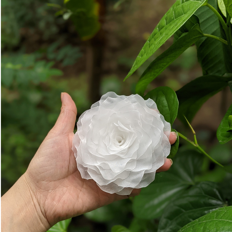 Hoa cài áo vải voan, trâm cài ngọc cao cấp