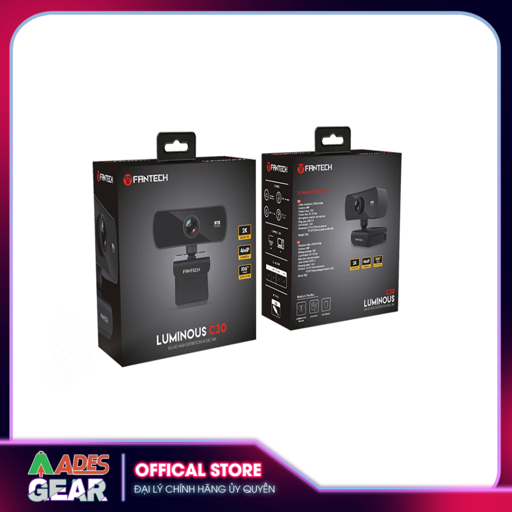✔️ Webcam Livestream Học Tập và Làm Việc Online Chuyên Nghiệp FANTECH C30 ✔️ Camera 4MP ✔️ BH 12 THÁNG
