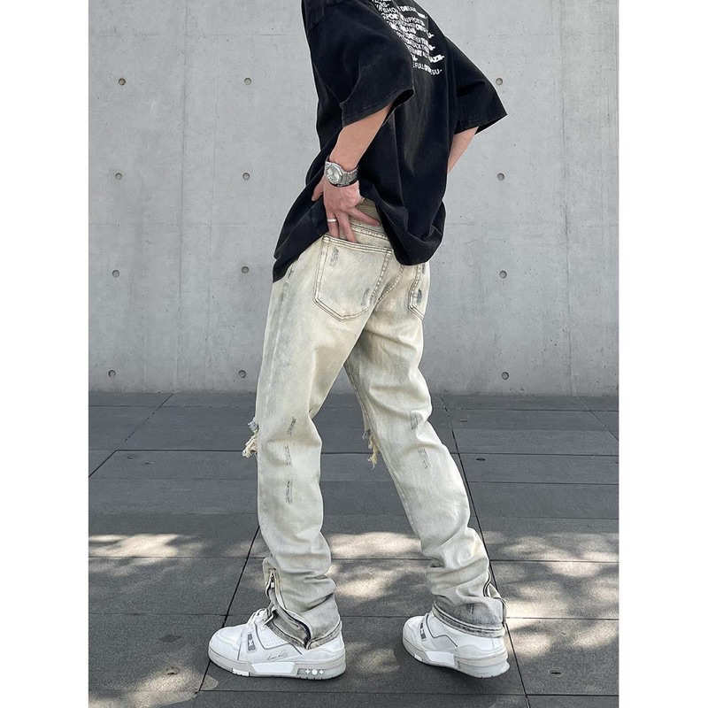Zipped JEANS - Quần bò high street vibe nhuộm màu ống suông