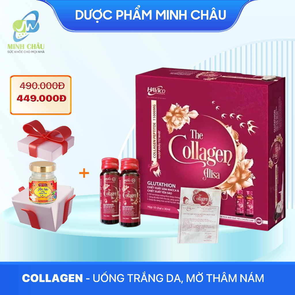 Collagen uống trắng da, mờ thâm nám Collagen peptide: 11000mg 30ml x 10 chai | BigBuy360 - bigbuy360.vn