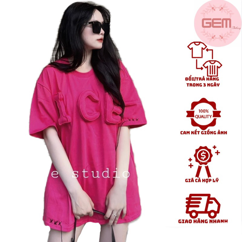 ÁO phông tay lỡ ulzzang nam nữ CHỮ ICE NỔI basic form rộng chất cotton khô 3158, áo thun oversize dáng rộng cá tính