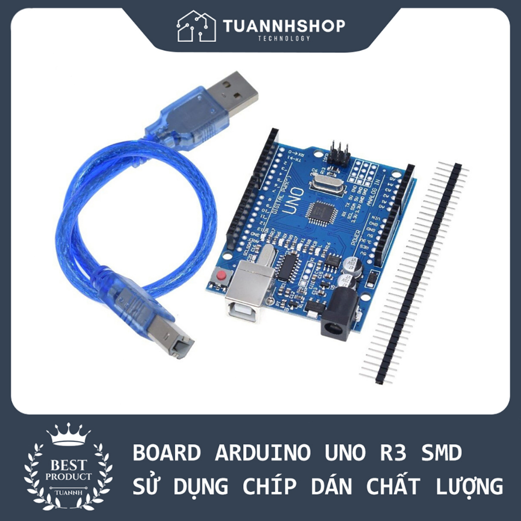 Board Arduino UNO R3 SMD Chíp Dán (Tặng Kèm Cáp USB)