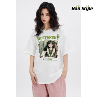 Áo thun SUZZIN A2921 cotton in họa tiết hoạt hình phong cách đường phố xinh đẹp thời trang dành cho nữ