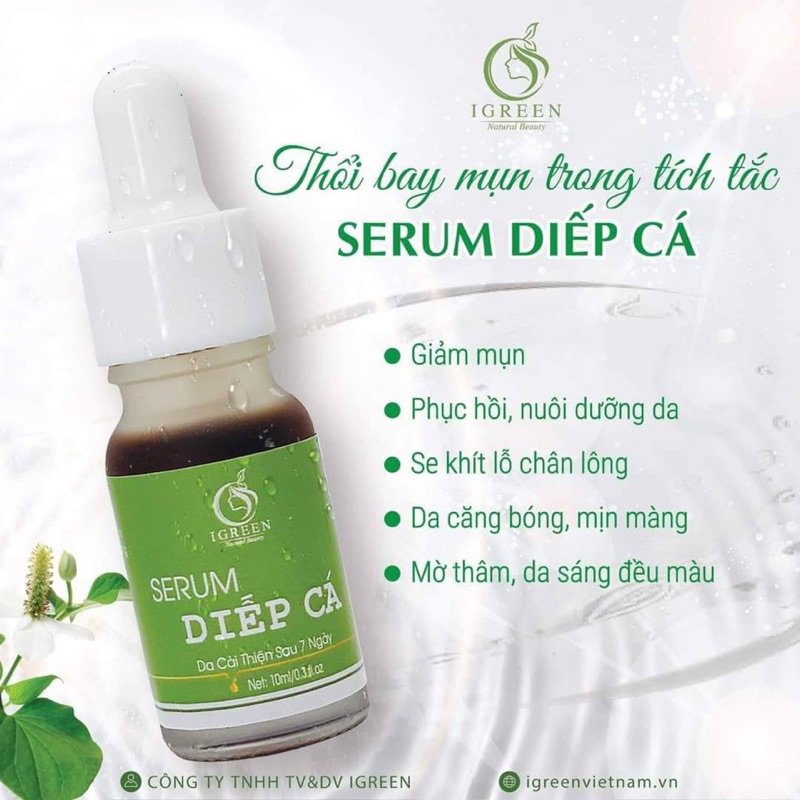 SERUM DIẾP CÁ GIẢM MỤN, THÂM, SE KHÍT LỖ CHÂN LÔNG - IGREEN