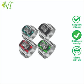 Nhẫn nam cá tính titan sư tử màu bạch kim không đen xài nước tốt