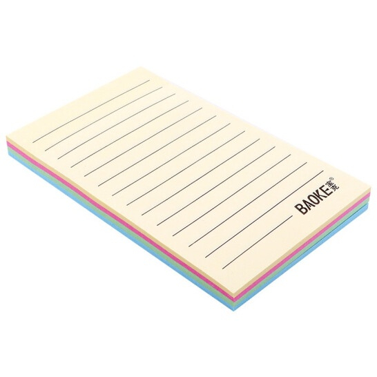Giấy ghi chú note 5 màu pastel có dòng kẻ 100 tờ/tập Baoke