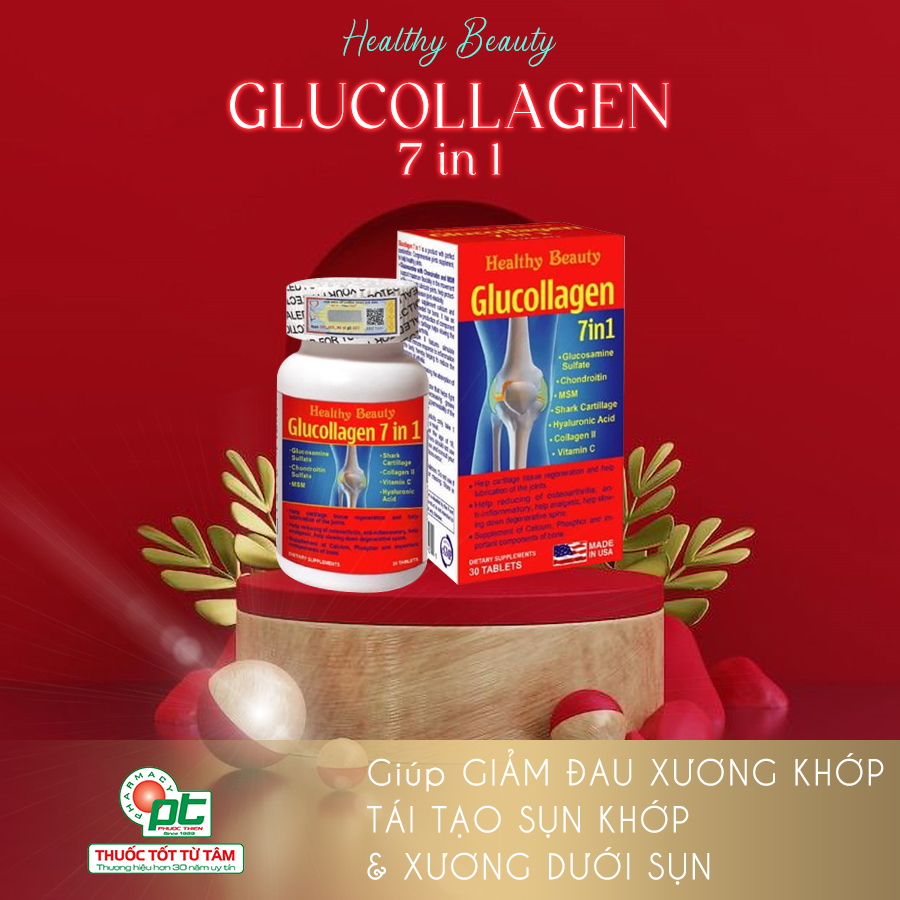 Viên uống bổ xương khớp GLUCOLLAGEN 7IN1 Healthy Beauty 60 Viên - tái tạo chất nhờn sụn khớp, hỗ trợ thoái hóa khớp gối