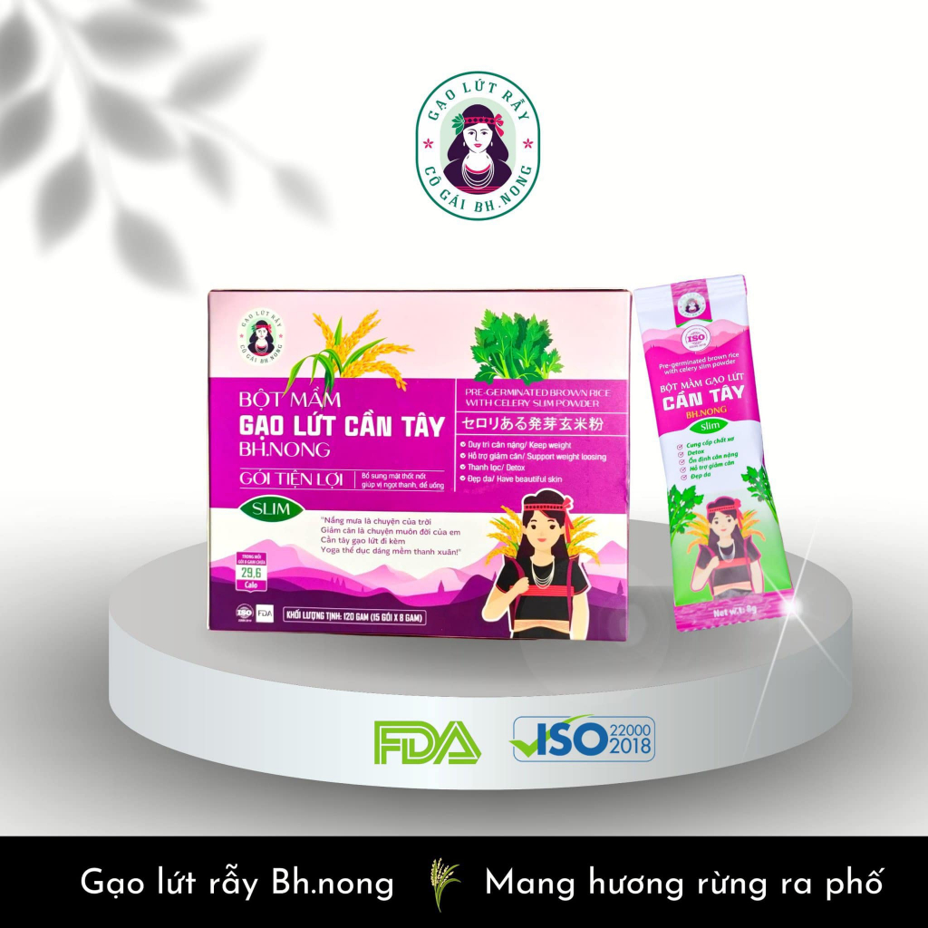 Bột Mầm Gạo Lứt Cần Tây Nguyên Chất Sấy Lạnh Bh.nong, Duy Trì Cân Nặng, Thanh Lọc Cơ Thể, Vị Ngọt Dễ Uống