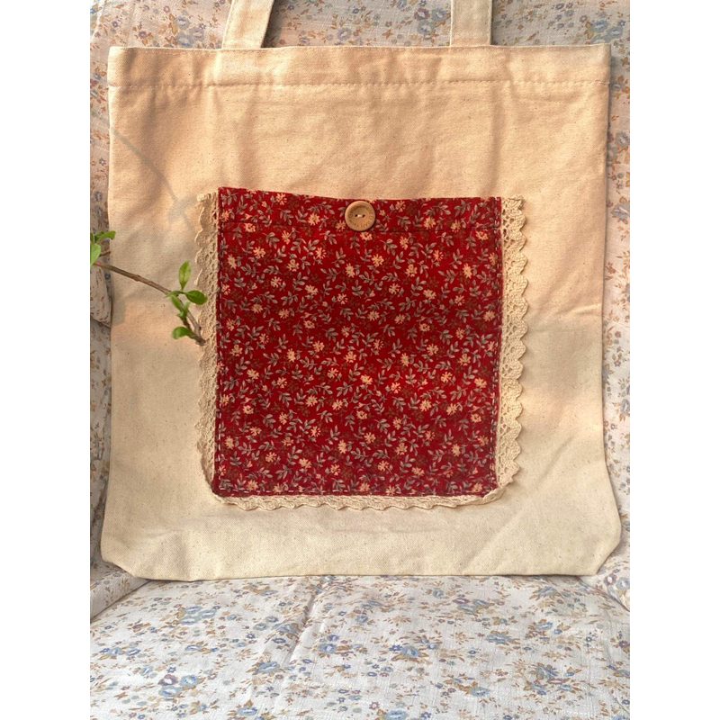 Túi tote đắp vải hoa nhí