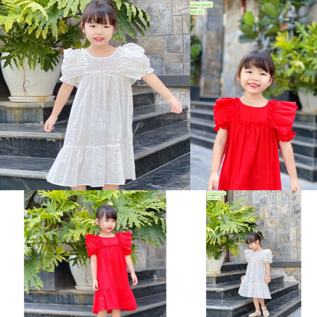 VÁY SOFIA DÁNG SUÔNG TAY BÈO