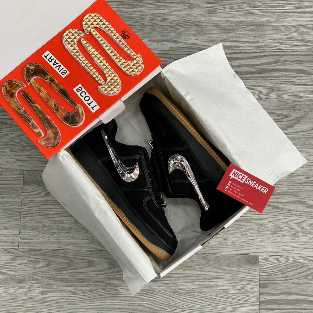 Giày Air Force 1 Travis Scott "Sail Black", Giày Vải Full Đen Cao Cấp - NICE SNEAKER | Chất lượng siêu cấp.