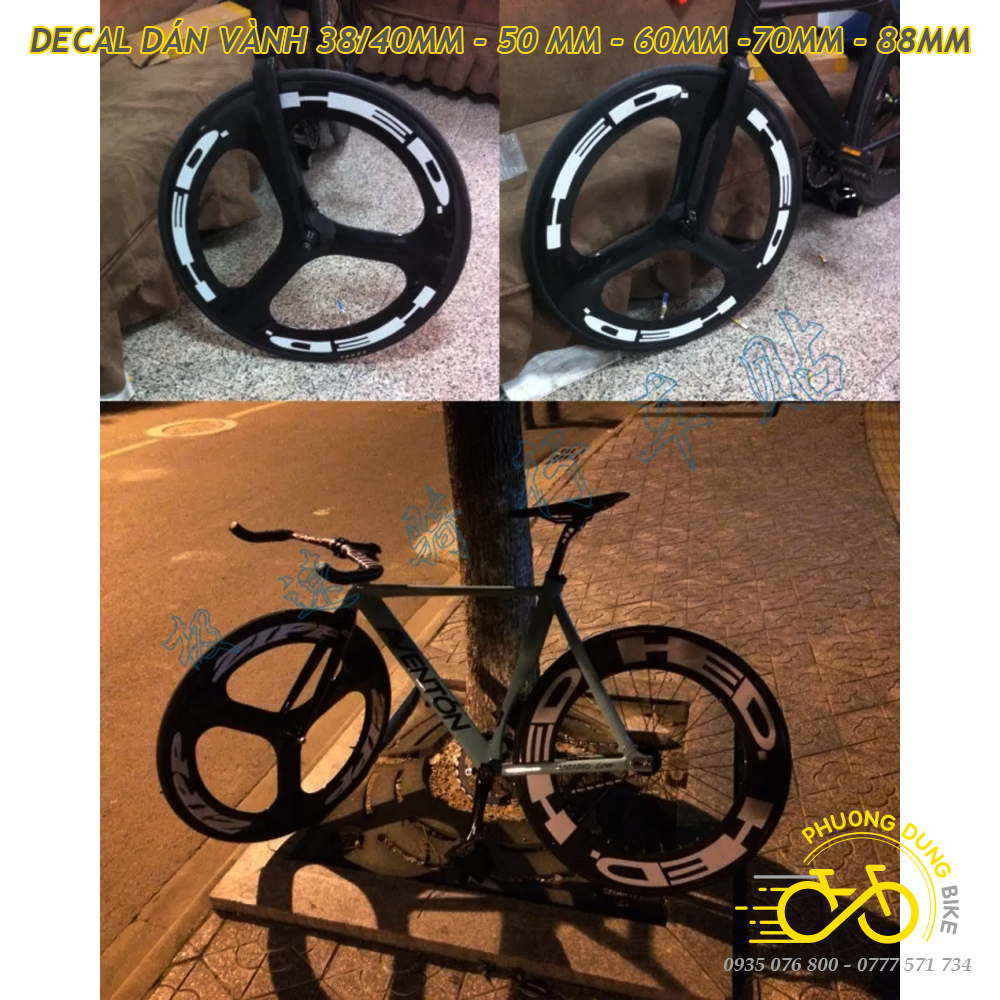 Decal Tem dán vành xe đạp Fixed Gear HED 700C