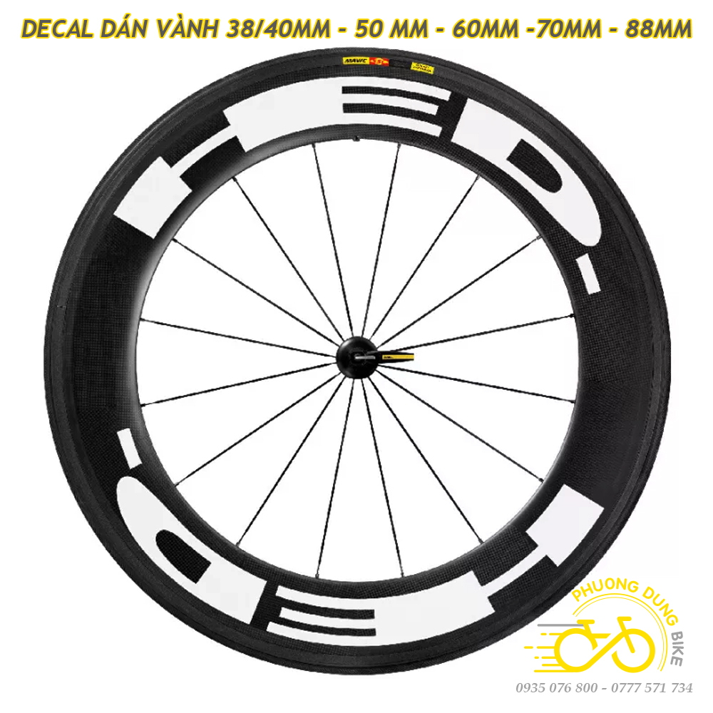 Decal Tem dán vành xe đạp Fixed Gear HED 700C