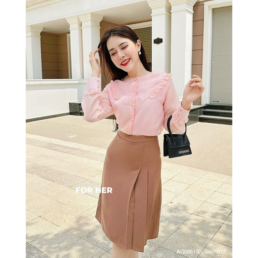 Áo kiểu viền bèo FOR HER tay dài AO0851