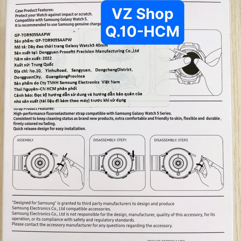 Chính hãng-Bộ ốp và dây đeo thời trang mặt 40/44mm cho đồng hồ Samsung Galaxy Watch4 và Watch5