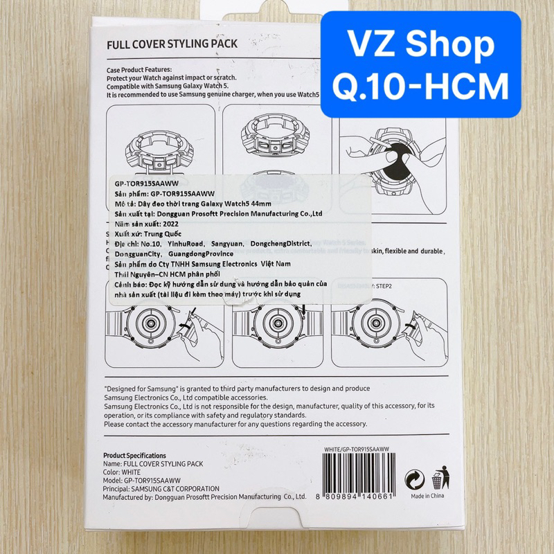 Chính hãng-Bộ ốp và dây đeo thời trang mặt 40/44mm cho đồng hồ Samsung Galaxy Watch4 và Watch5