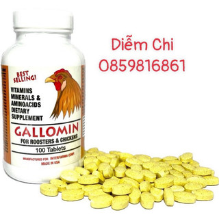 Dinh dưỡng nuôi gà đá tăng bo Gallomin, hủ 100 viên, nhập khẩu Mỹ chính hãng