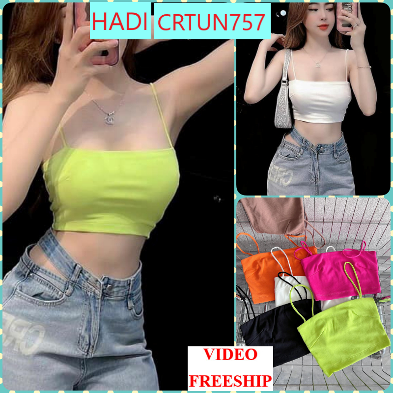 ÁO CROPTOP KIỂU ÁO ỐNG NỮ PHỐI 2 DÂY MÀU TRẮNG ĐEN XANH CAM HỒNG CHẤT THUN BORIP SIÊU DÀY DẶN ĐỈNH CAO PHÁ CÁ
