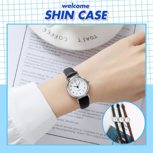 Đồng hồ thời trang nữ dây da mặt số dể dàng xem giờ phong cách Hàn Quốc dễ thương DH01